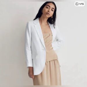Madewell The Larsen Blazer in 100% Linen Eyelet White Sz XS